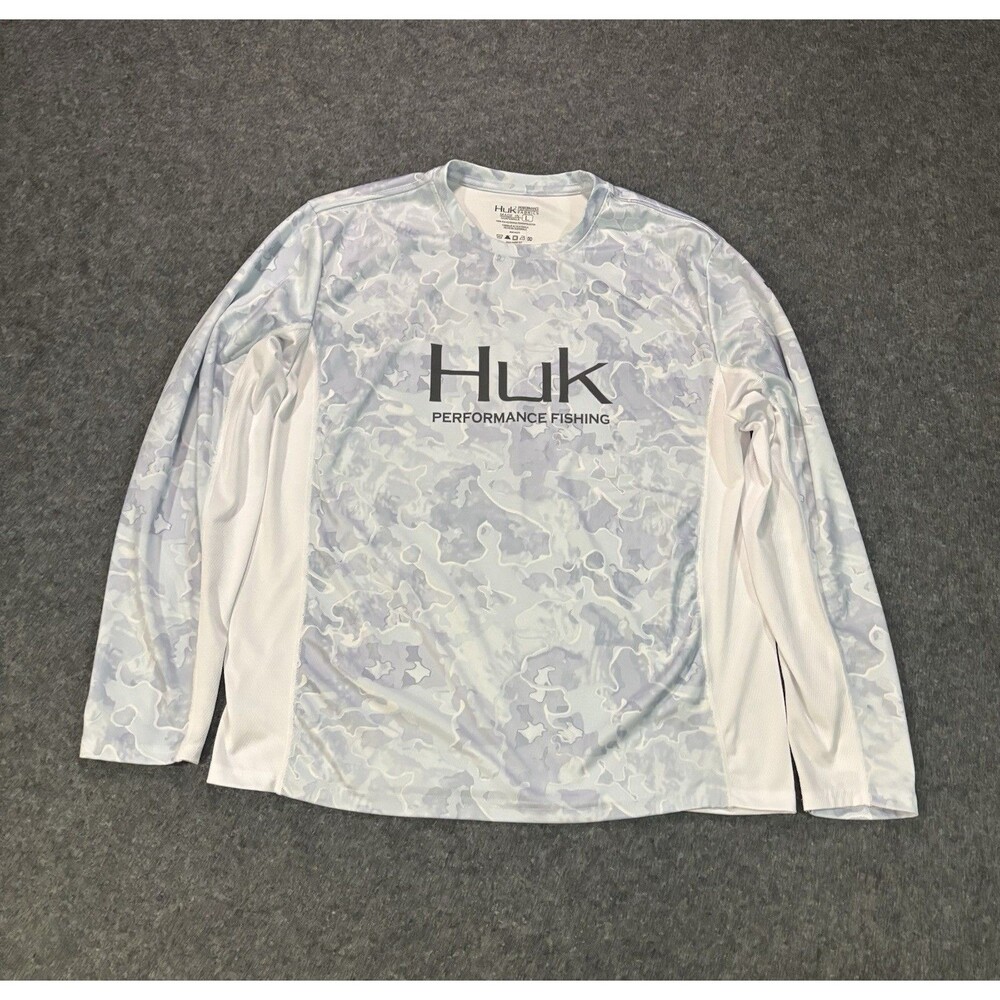 HUK “Icon X” Performance Fishing Shirt Men’s Large Camo LS Vented Read